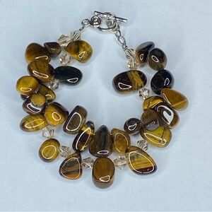 TIGER’S EYE Crystal Double-Strand Gemstone Artisan Natural Stone Bracelet Boho